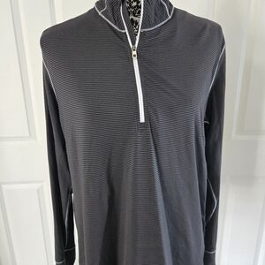 Women's FootJoy Golf Zip Jacket Pullover - Large - Black And Gray Stripe